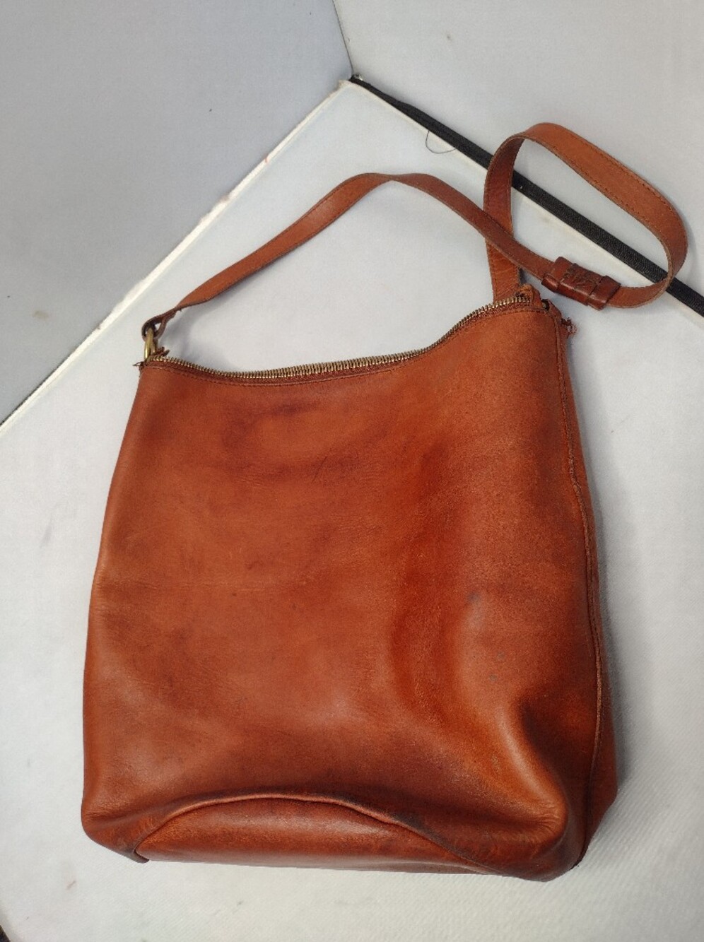 Vintage Madewell Bucket Tote Bag Crossbody Brown Distressed B10